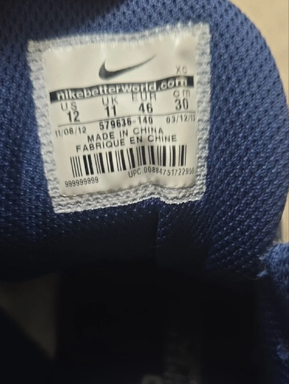 Nike Alpha Pro 3//4 TD Midtop White/Navy Football Cleats Size 12